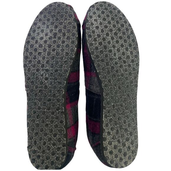 Tom’s Women Wool Blend Flats Moccasins Fuchsia Grey Plaid Flannel Slip On S 7.5 - Picture 5 of 12